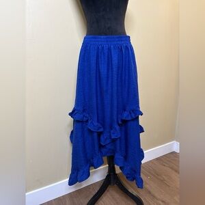 Bridesmay Blue Ruffle Maxi Skirt